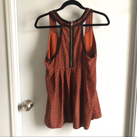 ❤️3 for $10!❤️ Flowy Dark Orange Floral Bead Top - Picture 6 of 8